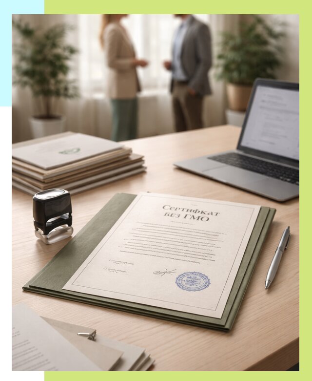 Сертификат без ГМО в Сосновоборске от 7759 р. оформить срочно Алешин-Ссб